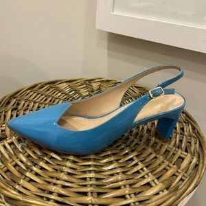 Zvelle blue patent sling back. Size 37